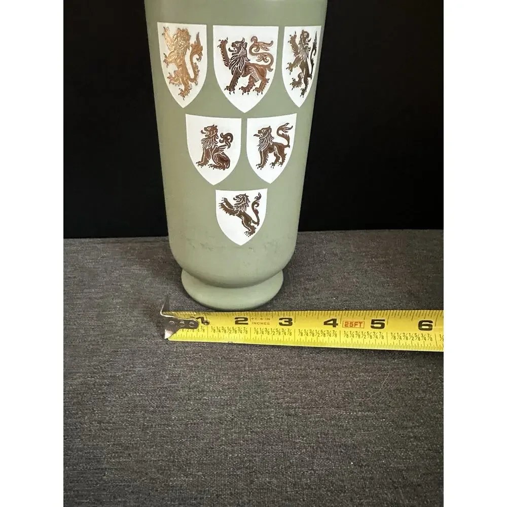 Vintage Old Fitzgerald Stitzel Weller Green Glass Bourbon Decanter Lion Crests